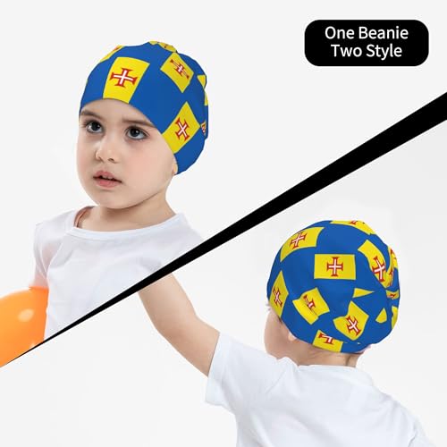 Flag of Madeira Children Hip Hop Knitted Hat Kids Elastic Leisure Knit Cap Warm Sleep Beanies Black4