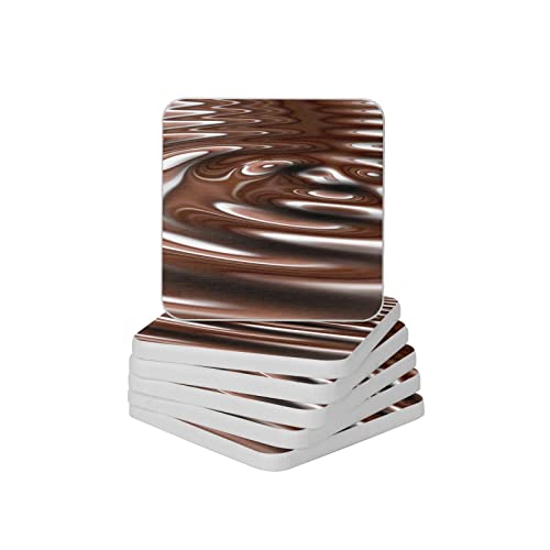 Dessous de verre diatomite absorbant : lot de 6 carrés chocolat anti-trace pour la maison