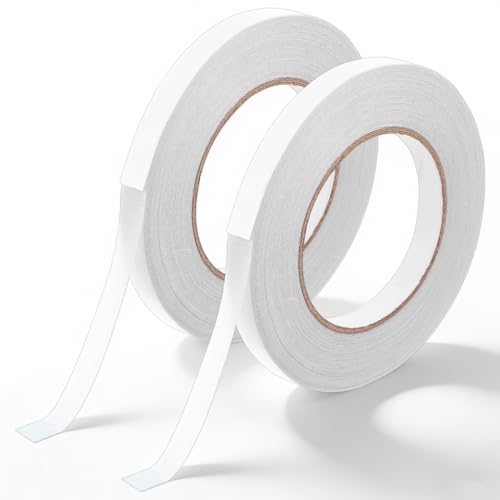 Gtziqa 2 Rolls Double Sided Fabric Tape, 1/2Inch*66 FT Hemming Tape for Clothes No Sew No Iron Hem Tapes Sticky Strong Adhesive Hemming Tapes for Curtains Jeans Pants Clothing Fabric Arts