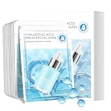 AOPEIBOTO Hyaluronic Acid Mask, Hydrating Face Mask, Sheet Face Masks Skin Care, Face Mask Pack for Smooth & Glowing Skin, Pack of 10