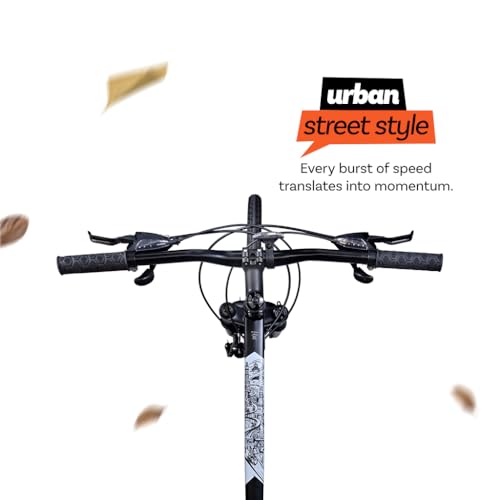 Image of FIREFOX Rush+ 700C 21 Speed Hybrid Bicycle for Adult | Black | Front Suspension | Disc Brake | Alloy Frame: 19.5 Inches | Ideal Rider Height:5.2 & Above | 98% Pre-Assembled | Ideal for Mens