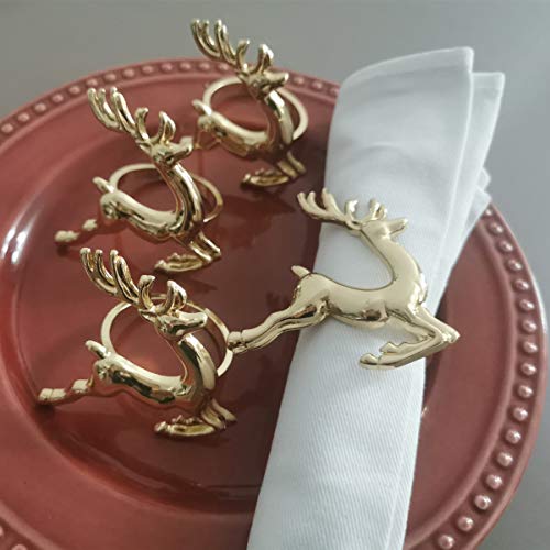 image for N/N Napkin Rings, 6Pcs Gold Elk Chic Napkin Rings for Place Settings, 