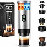 Cafetera Portatil Capsulas 3 en 1 – Compatible con Nespresso, Dolce Gusto y Cafe Molido | Maquina de Café Portátil para Viaje | Mini Cafetera Portátil con Pantalla LED –Versión 2025 Mejorada (80 ml)