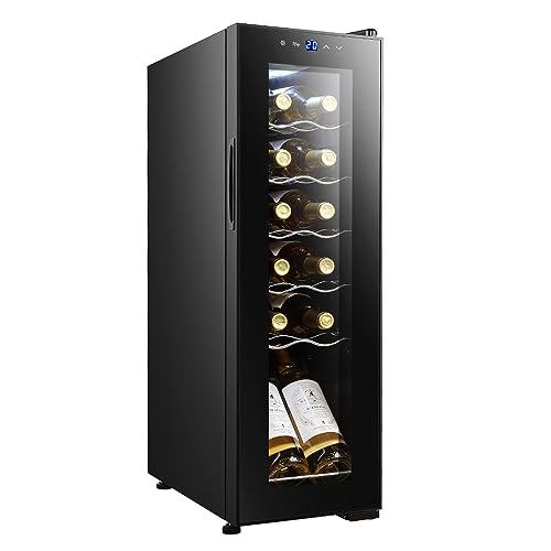 Cecotec Vinoteca 12 botellas Bolero grandsommelier 1230 coolcrystal compressor, Enfriamiento por compresor, Silencioso, Temperatura regulable de 5 a 18ºC, Control táctil y display, LED interior.