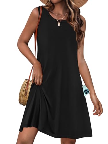 Image of JOLIGAL Womens Summer Dresses Casual Sleeveless Tshirt Sundress Beach Cover Up with Pockets Loose Tank Dress 2026