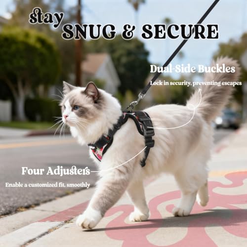 Image of rabbitgoo Cat Harness and Leash Set, Escape Proof Vest, Berry Pounce