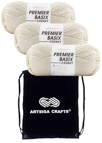 Premier Yarns Basix Chunky Knitting Yarn Antique White 1145-04 (3-Pack)