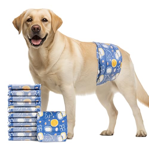 Image of MICOOYO Male Dog Diapers, Disposable Male Dog Wraps with Wetness Indicator, Super Absorbent | Leak Proof Dog Diapers for Incontinence, Marking, Puppy Training, l, 25-32-inch Waist, 50 Counts