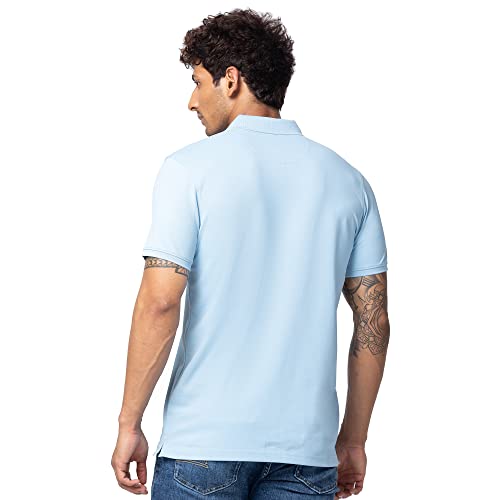 Image of Spykar Polo Collar Half Sleeves Cotton Blend Slim Fit T-Shirt for Men