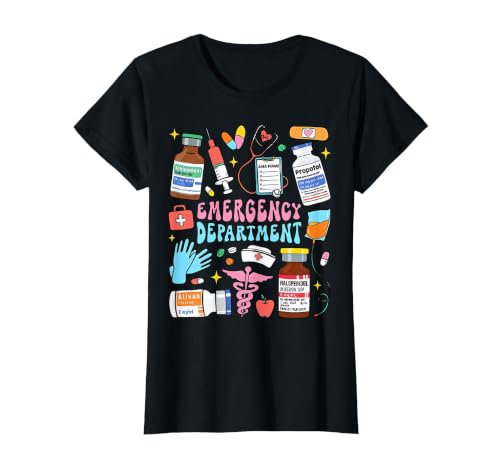 Retro Emergency Department Emergency Room ER ED Nurse Tech T-Shirt, Women, Black, 3X-Large