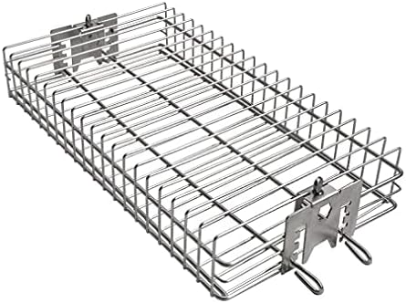 only fire 6042 Chrome Plating Steel Flat Grill Rotisserie Basket for Most Grills, Fits 1/2" Hexagon, 3/8" Hexagon, 3/8" Square & 5/16" Square Spit Rods