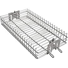 onlyfire 6042 Chrome Plating Steel Flat Grill Rotisserie Basket for Most Grills, Fits 1/2" Hexagon, 3/8" Hexagon, 3/8" Square & 5/16" Square Spit Rods