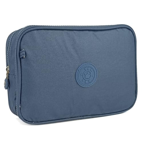 Estojo Bolsinha Escolar Divisórias Box Colorido Organizador Espaçoso (AZUL MARINHO)