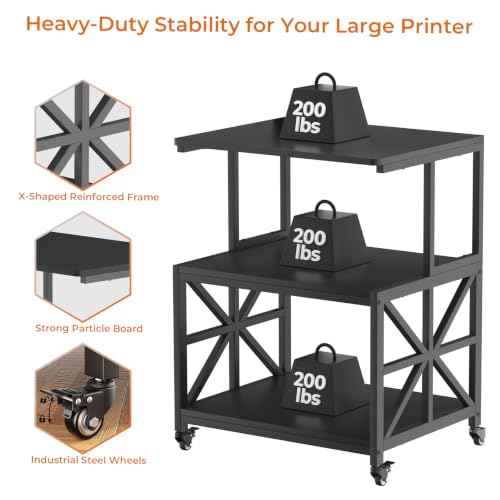 Image of GreenForest Large Printer Stand with Wheels, 23.6 inchx18.9 inch Printer Table