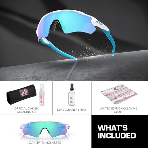 Oakley OO9208 RADAR EV PATH POLISHED WHITE Frame – PRIZM SAPPHIRE Lens, Non-Polarized Rectangle Shape Sunglasses with Official Eyewear Kit Bundle3