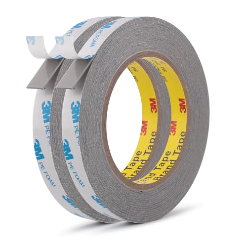 Image of Double Sided Tape Gray Foam Tape Heavy Duty 1 /2 inch x 18Ft Made of 3M Mounting Tape Joining Foam Strips for Banners Posters Alarms Window Shades Trims and Other Home Office or Industrial Use (Pack of 2)