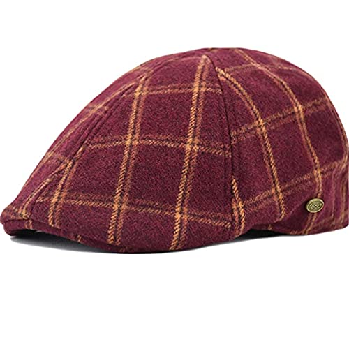 EPOCH Men's Wool Blend Newsboy Duckbill Driving Cap Ivy (L/XL, IV5005 Burgundy)