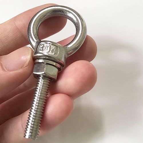 Image of Shoulder Eye Bolt, M6 Stainless Steel Eye Bolts1.2 Heavy Duty EyeBolts Screws, 5 PCS M6 (Thread Length 30mm), Accessories Include Nuts and Washers Set