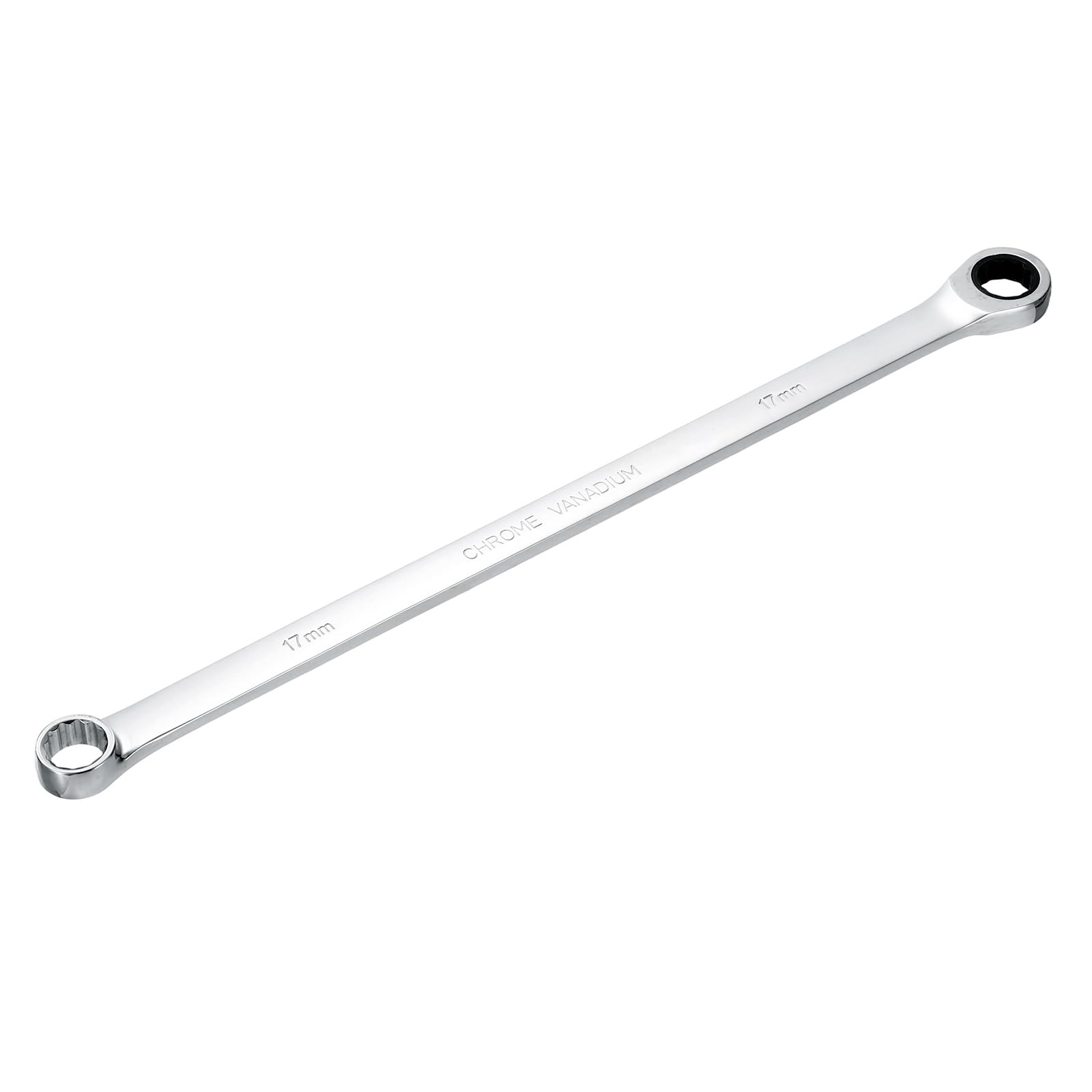 sourcing map Metric Double Box End Ratcheting Wrench, 17mm Extra Long 72 Teeth Chrome Vanadium Steel Ratchet Wrench for Automotive Furniture Machinery Repair