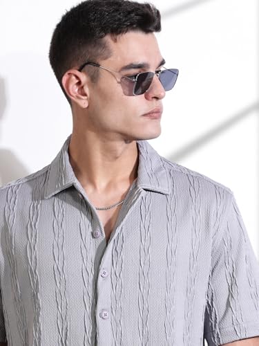 Image of Thomas Scott Men Polyester Blend Solid Oversized Fit Shirt