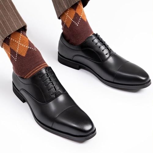 Mens Genuine Leather Oxfords Shoes for Men, Round Toe Lace-up Leather Tuxedo Dress Shoes for Business Wedding2