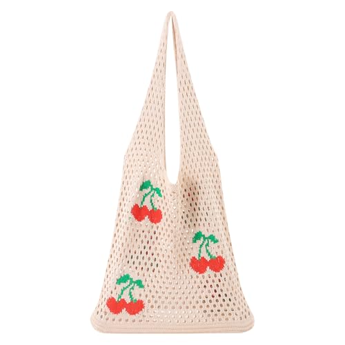 Image of Ovida Crochet Tote Bag Mesh Beach Bag Fairycore Hobo Bag Fairy Grunge Aesthetic Shoulder Bag Y2k Purse for Women Girls