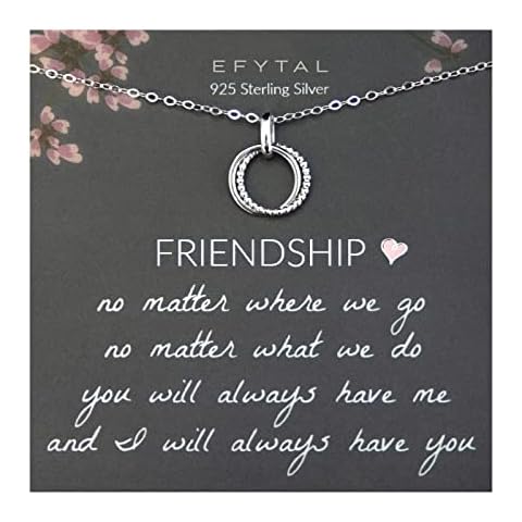 EFYTAL Friendship Necklace, Sterling Silver Best Friend Necklace, Friend Gifts, Sister Necklace, Birthday Gifts for Women, BFF Necklaces, Cute Friendship Necklaces, Friendship Jewelry for Teens Cover