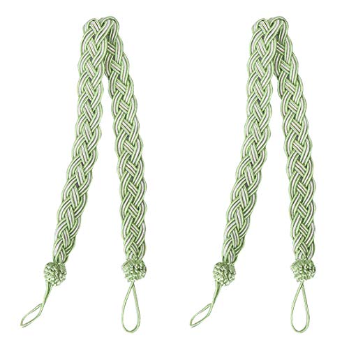 sourcing map 2 Pack Curtain Tiebacks 23 Inch Curtain Holdbacks Window Tassels Tie Backs Clips Decorative Rope Curtain Holdback Holder, Green