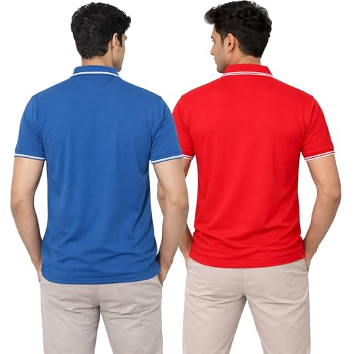 Image of Hangout Hub Men's Polo T Shirt | Solid | Plain Regular Fit Tees|Collar T-Shirts|Half Sleeves|Set of 1 & 2|HH.MP.MAR
