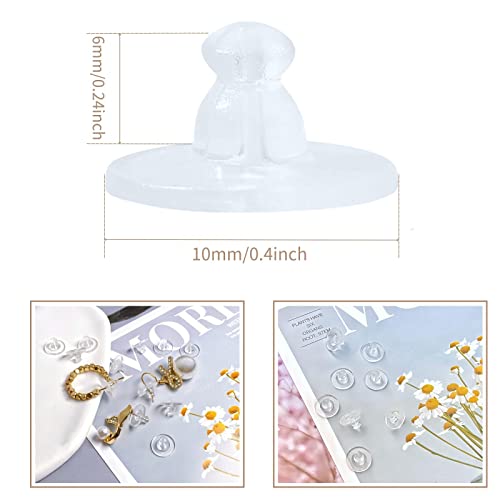 Earring Backs, Silicone Earring Backings, Clear Rubber Earring Safety Back Stoppers, Soft Clutch Ear Locking with Pad (Pack of 100) - Thumbnail 3