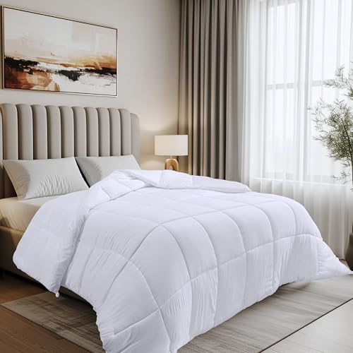 Utopia Bedding Invernale Piumone - Piumino singolo - Piumino letto Singolo, Trapunta Singolo, 100% Microfibra in Fibra Cava (Bianco, 135 x 200 cm - 350 GSM)