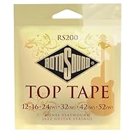 Rotosound strings for electric guitar JAZZTOP TAPE FLATWOUND Jazz 12-52 Made in UK, Monel Flatwound, soft feel, reduced finger noise powerful, assertive tone Developed in 1966, Monel Flatwound strings are ideal for a deep, warm, rich and classic bass...