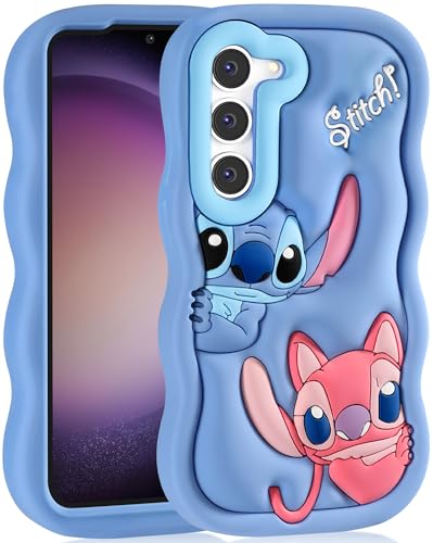 JoySolar Cute Cartoon Phone Case 3D Character Design Cases for Samsung Galaxy S23 - for Boys Girls Women Teens Kawaii Unique Fun Cool Funny Silicone Soft Shockproof Cover, Blue