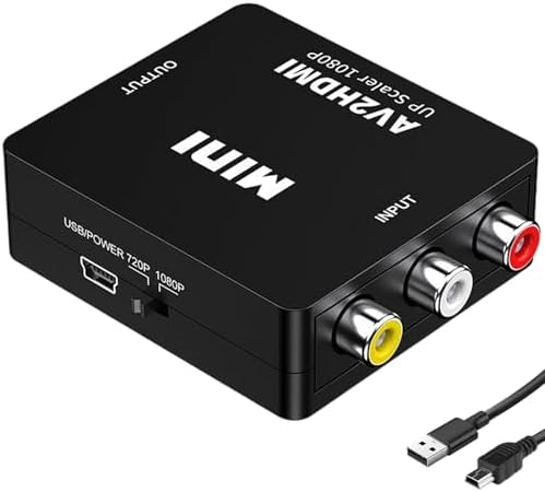 RCA to HDMI Converter 1080P, RCA to HDMI Adapter with USB Cable, ...