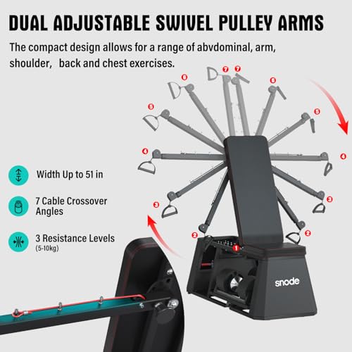 Image of SNODE 4-in-1 Adjustable Weights Bench with Cable Crossover