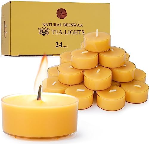 Natural Yellow Beeswax Tealight Candles - 24 pcs - Organic Candle
