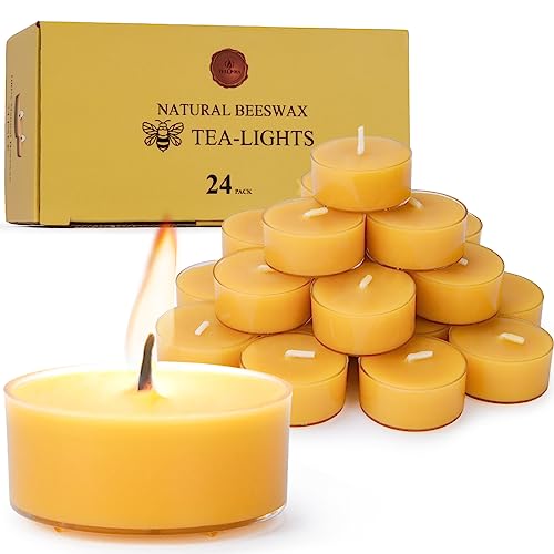Natural Yellow Beeswax Tealight Candles - 24 pcs - Organic Candle