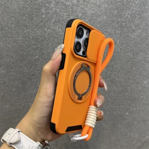 Étui iPhone 13 Pro Max orange avec protège-caméra coulissant et support aimanté