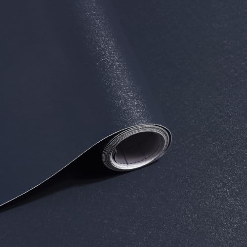 Image of Safiyya Peel and Stick Wallpaper Dark Blue Contact Paper Solid Color Decorative Self Adhesive Removable Wallpaper Modern Contact Paper for Wall Vinyl Roll 118 inchx17.7 inch