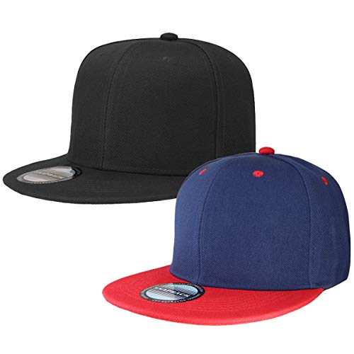Image of Classic Snapback Hat Cap Hip Hop Style Flat Bill Blank Solid Color Adjustable Size
