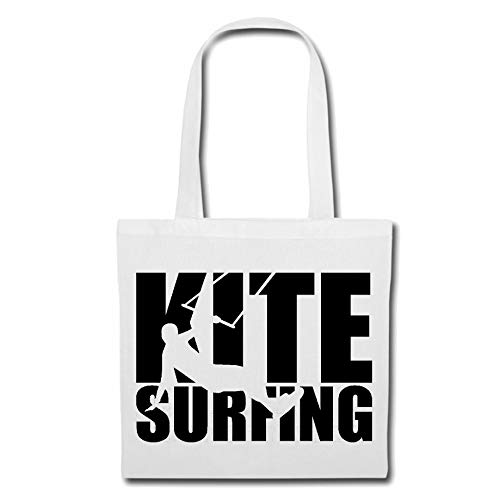 Reifen Markt Bolso bandolera de kitesurf – kitesurfing – longboard – kitesurfer – bolsa de la compra – bolsa de deporte en color blanco, Blanco, 38x42cm