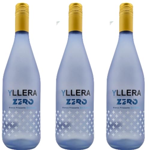 Yllera Zero Blanco Frizzante Sin Alcohol – Vino Blanco Espumoso 0,0% | Botella 75 cl | Refrescante, Ligero y Afrutado - 3 Botellas 75cl