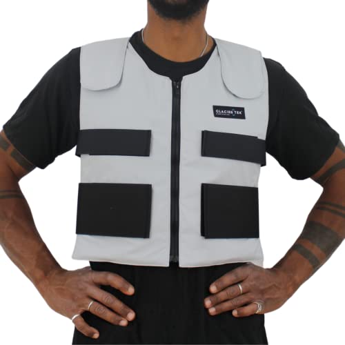 Glacier Tek Sports Cool Vest with Set of 8 Non-Toxic Cooling Packs - Maintains 59ºF for Up to 2.5 Hours