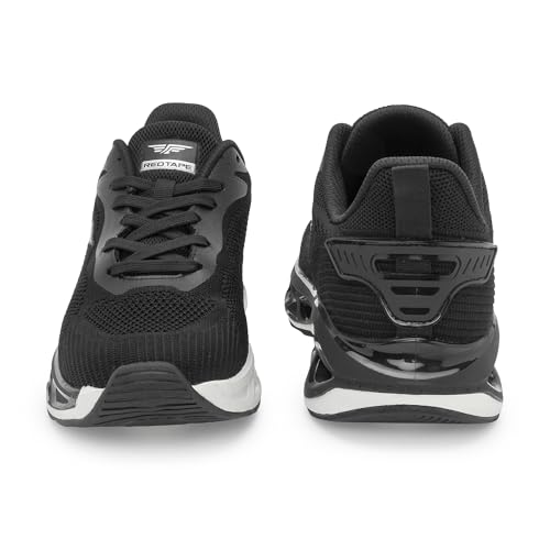 Image of Red Tape Men's Sneakers Black White Round Toe Lace-Up, 11 UK