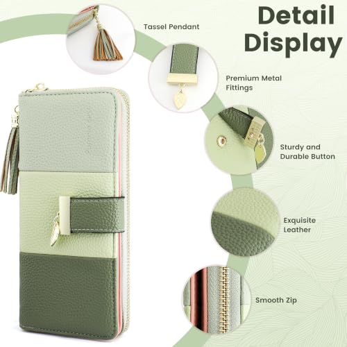 Image of Pomelo Best Womens Wallet RFID Blocking Bifold Multi Card Slots | Large Capacity, 12 Card Slots, Id Window, 3 Compartment, 2 Bill Hoder, Phone Compartment, Zipper Coin Pocket, Soft Leather