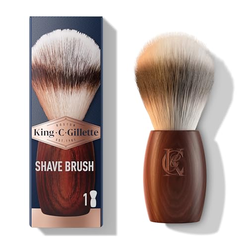 King C. Gillette Pennello da Barba, Cura della Barba, con Fibre Morbide e Manico in Legno, Esperienza di Rasatura Professionale, Idea Regalo Uomo