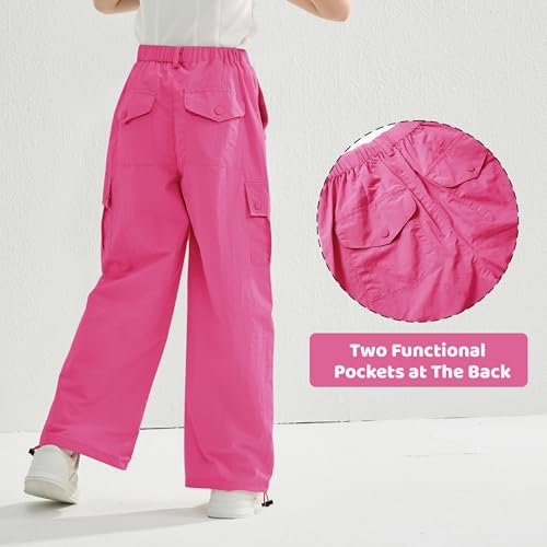 Image of Rolanko Parachute Pants for Girls Y2K Cargo Trousers with Pockets Harajuku Jogger Pants Kids 4-14 Years