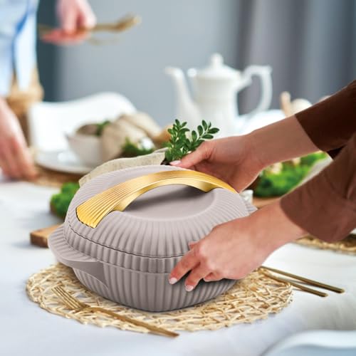 Image of MILTON Oyster 2000 PU Insulated Inner Stainless Steel Casserole, 1910 ml, Taupe, BPA Free, Food Grade, Hot and Cold, Easy to Carry, Easy to Store, Chapati, Roti, Curd Maker