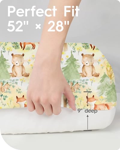 Image of Crib Sheets Netural for Girls Boys, Premium Soft Crib Mattress Fitted Sheet, Ultra Breathable Baby Sheets, Super Stretchy Baby Bed Sheets 28x52x9 Extra Deep Pocket