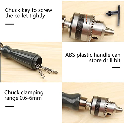 7 In 1 Hand Drill Bits Set,Manual Tool Pin Vises With Chuck Key & 5Pcs 15-5.0Mm Twist Drill Bits For Wood, Jewelry, Delicate Manual Work, Electronic Assembling And Model Making, Diy Drilling #TOP4